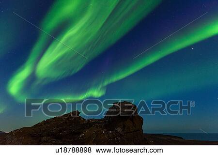 Stock Photo - Northern Lights, Krysuvik, Iceland. Fotosearch