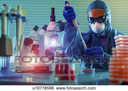 Person working in microbiology lab View Large Photo Image Stock Photo - Person working in microbiology lab. Fotosearch