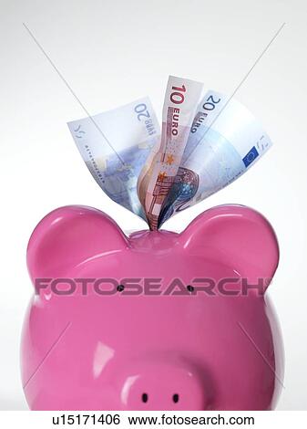 Piggy bank and euros View Large Photo Image Stock Photograph - Piggy bank and euros. Fotosearch