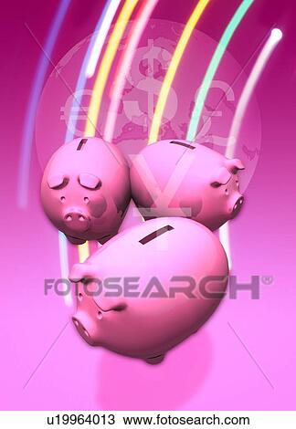Piggy banks, illustration View Large Photo Image Stock Image - Piggy banks, illustration. Fotosearch