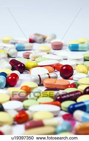 Stock Image - Pills and tablets, studio shot. Fotosearch