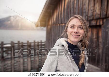 Portrait of mid adult woman outdoors View Large Photo Image Stock Image - Portrait of mid adult woman outdoors. Fotosearch