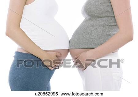 Stock Photography - Pregnant women's abdomens. Fotosearch