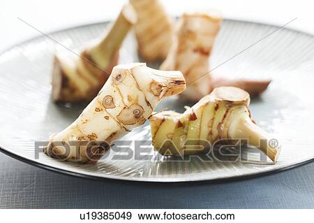 Stock Photo - Raw edible root on a plate. Fotosearch