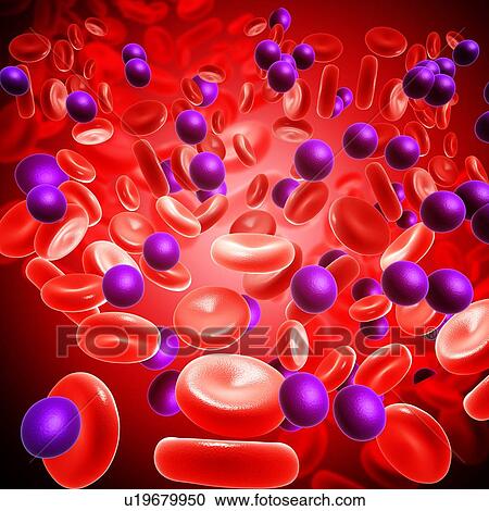 Stock Image - Red blood cell and bacteria, illustration. Fotosearch
