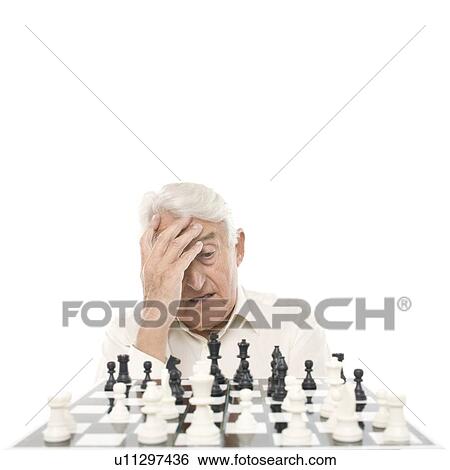 Senior man playing chess View Large Photo Image Stock Photograph - Senior man playing chess. Fotosearch