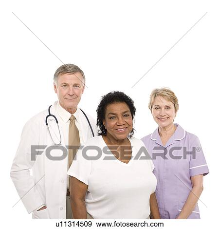 Stock Photo - Senior woman and medical staff. Fotosearch