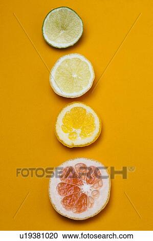 Stock Image - Slices of citrus fruit. Fotosearch