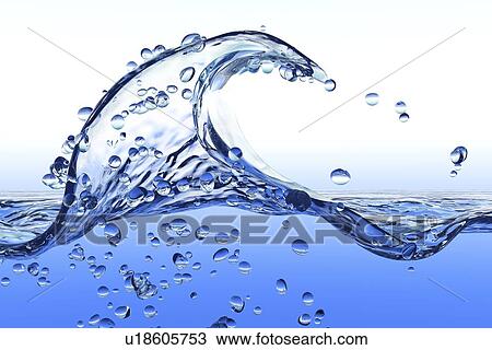 Stock Image - Splashing wave, split view. Fotosearch