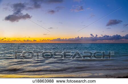 Stock Photo - Sunset seascape, Dominican Republic, The Caribbean. Fotosearch