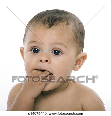 Teething baby girl View Large Photo Image Stock Image - Teething baby girl. Fotosearch