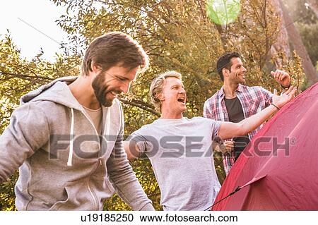 Three men erecting dome tent in forest, Deer Park, Cape Town, South Africa View Large Photo Image Stock Image - Three men erecting dome tent in forest, Deer Park, Cape Town, South Africa. Fotosearch