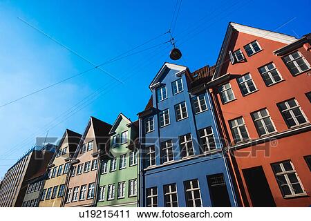 Traditional multi-coloured townhouses, Copenhagen, Denmark View Large Photo Image Stock Image - Traditional multi-coloured townhouses, Copenhagen, Denmark. Fotosearch