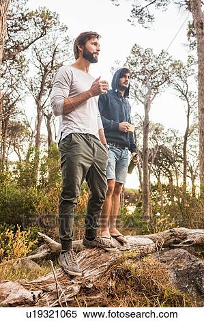 Two men drinking coffee and looking out to forest, Deer Park, Cape Town, South Africa View Large Photo Image Stock Photography - Two men drinking coffee and looking out to forest, Deer Park, Cape Town, South Africa. Fotosearch