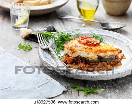 Vegetable moussaka on plate View Large Photo Image Stock Photograph - Vegetable moussaka on plate. Fotosearch