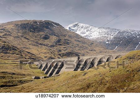 Stock Photo - View of Cruachan hydroelectric power station dam in Scotland. Fotosearch