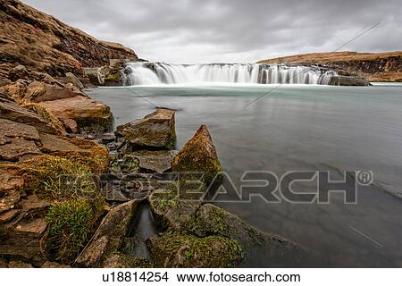 Picture - Waterfall, Southern Region, Iceland. Fotosearch