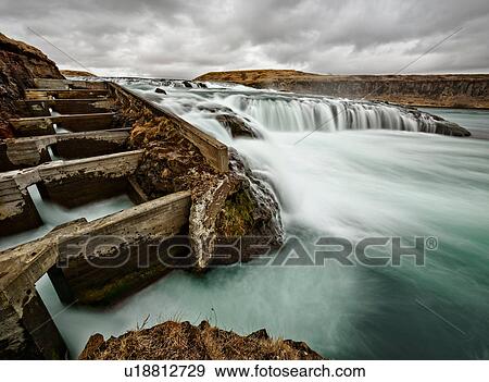 Waterfall, Southern Region, Iceland View Large Photo Image Stock Photo - Waterfall, Southern Region, Iceland. Fotosearch