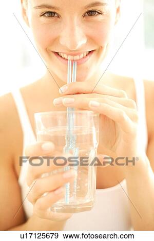 Stock Photo - Woman drinking water. Fotosearch
