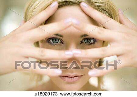 Stock Image - Woman's eyes open. Fotosearch