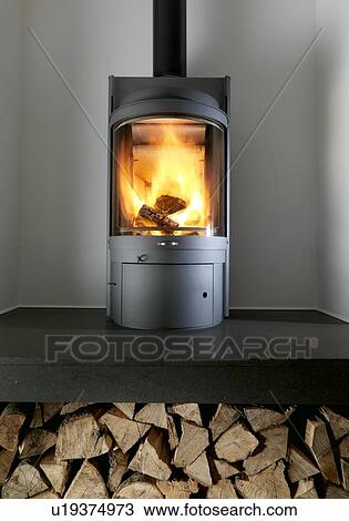 Stock Image - Wood-burning stove. Fotosearch