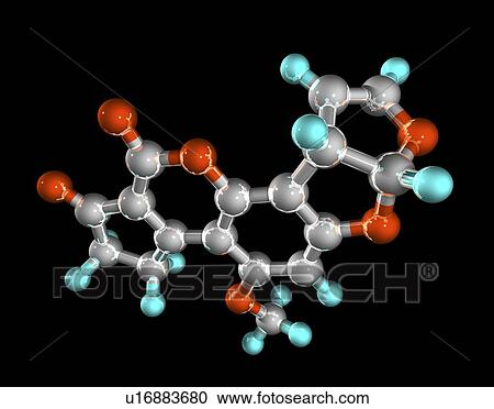 Stock Image - Aflatoxin, molecular model. Fotosearch