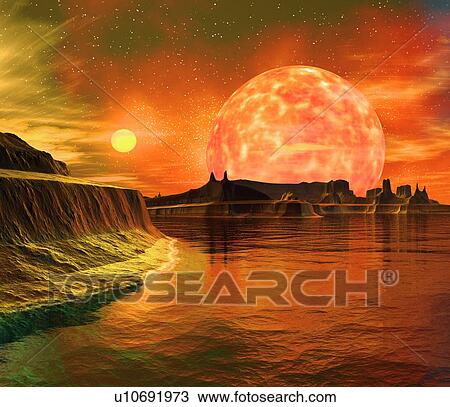 Stock Image - Alien planet, artwork. Fotosearch
