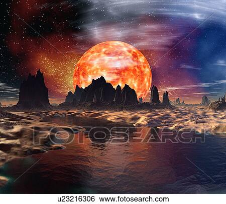 Alien planet, artwork View Large Photo Image Stock Photograph - Alien planet, artwork. Fotosearch