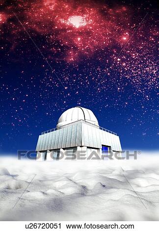 Stock Image - Arctic observatory, artwork. Fotosearch