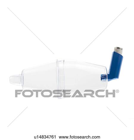 Stock Image - Asthma inhaler and spacer. Fotosearch