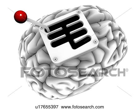 Stock Photo - Brain with gearstick, computer artwork. Fotosearch