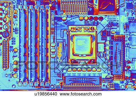 Stock Image - Computer motherboard with core i7 CPU. Fotosearch