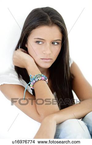 Picture - Depressed teenage girl. Fotosearch