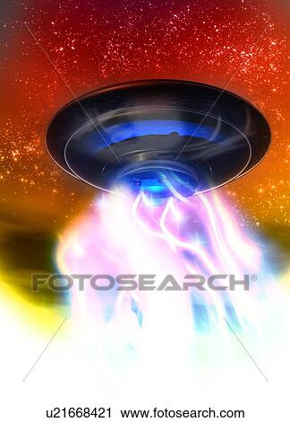Stock Image - Flying saucer, artwork. Fotosearch