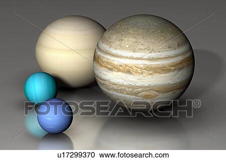 Stock Image - Giant Planets Compared. Fotosearch