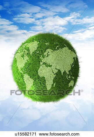 Stock Image - Green planet, conceptual artwork. Fotosearch
