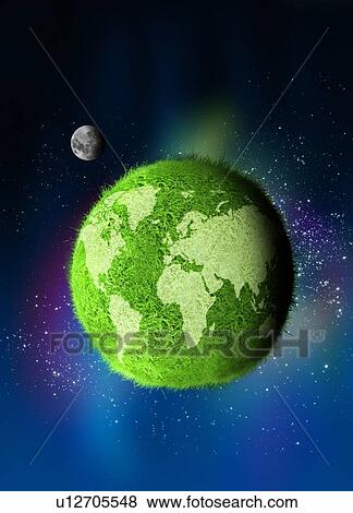 Stock Photo - Green planet, conceptual artwork. Fotosearch