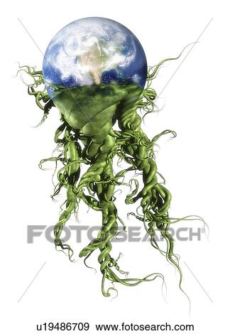 Stock Photo - Green planet, conceptual artwork. Fotosearch