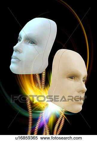 Stock Photography - Humanoid robot faces, artwork. Fotosearch