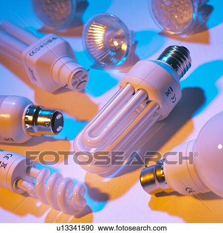Stock Image - Low energy light bulbs. Fotosearch