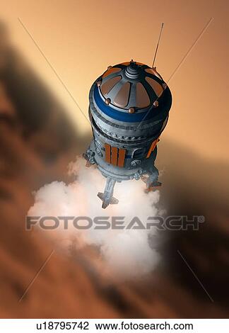 Stock Image - Mars exploration, artwork. Fotosearch