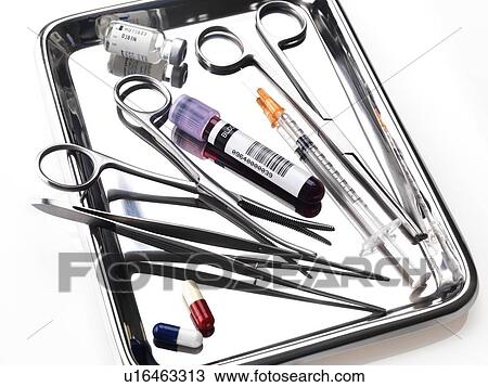 Medical equipment on a tray View Large Photo Image Stock Image - Medical equipment on a tray. Fotosearch