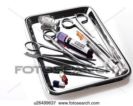 Medical equipment on a tray View Large Photo Image Stock Photo - Medical equipment on a tray. Fotosearch