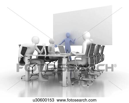 Stock Image - Men meeting, computer artwork. Fotosearch