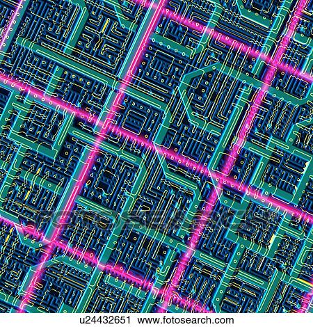 Stock Image - Microchip, artwork. Fotosearch