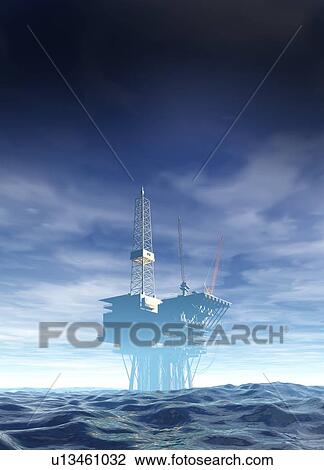 Oil rig, artwork View Large Photo Image Stock Image - Oil rig, artwork. Fotosearch