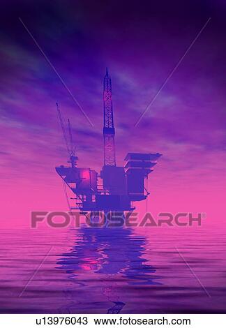 Oil rig, artwork View Large Photo Image Stock Image - Oil rig, artwork. Fotosearch