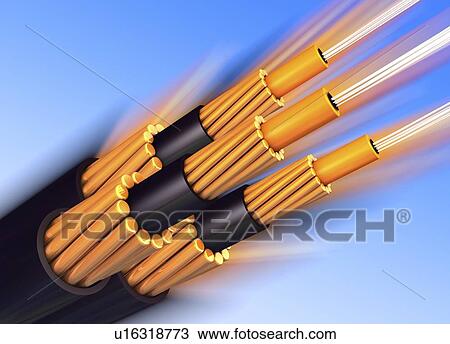Stock Image - Optical fibre bundle for communications. Fotosearch