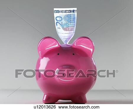 Piggy bank with euros View Large Photo Image Stock Photograph - Piggy bank with euros. Fotosearch