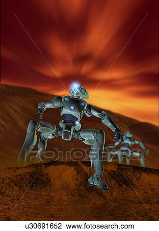 Robots on Mars, artwork View Large Photo Image Stock Image - Robots on Mars, artwork. Fotosearch